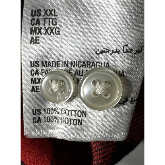 Club Room Shirt Men’s XXL Flannel Red/BLK Plaid Casual Button Down With Pocket - Picture 8 of 10